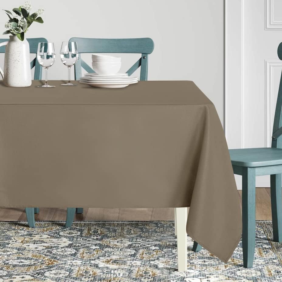 sancua Rectangle Tablecloth - 54 x 78 Inch - Stain and Wrinkle Resistant Washable Polyester Table Cloth, Decorative Fabric Table Cover for Dining Tables, Buffet Parties and Camping, Taupe