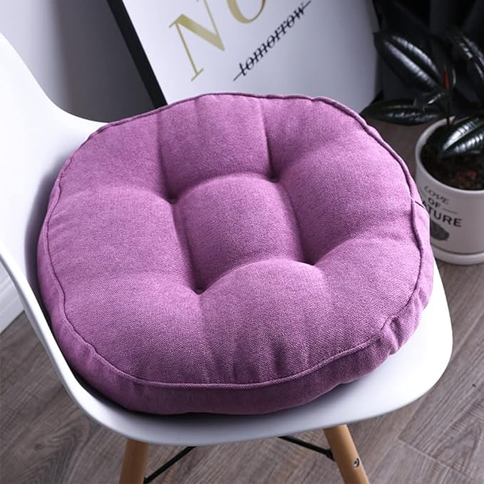 vctops Round Chair Pad Seat Cushion Solid Color Soft Chair Pads Comfy Velvet Cushion Pillow for Kitchen Dining Office Chair Kids Reading (Purple,Diameter 20")