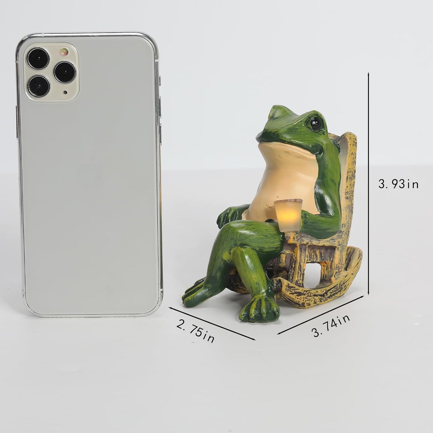 Miniature Frog Garden Statue Solar Light Outdoor Decor Frog Figurine for Outdoor Indoor Home Lawn Yard Balcony Porch Patio for Women Mom Grandma 3.74"x2.75"x3.93"