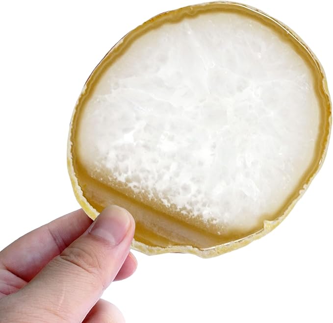 Agate Coasters Set of 4 3-4'',Crystal Geode Stone Coasters with Rubber Bumpers,Agate Slices for for Drink Home Decor, Coffee Table, Bar Accessories,Birthday Gift