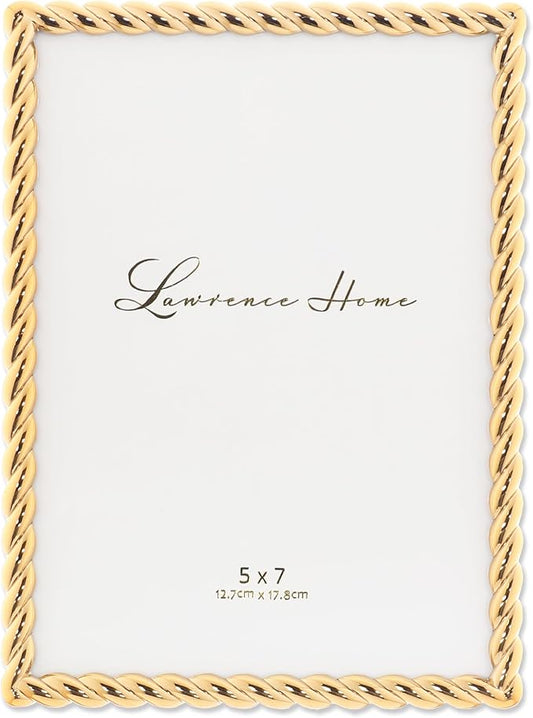 Lawrence Frames Rope Design Metal Frame, 5x7, Gold