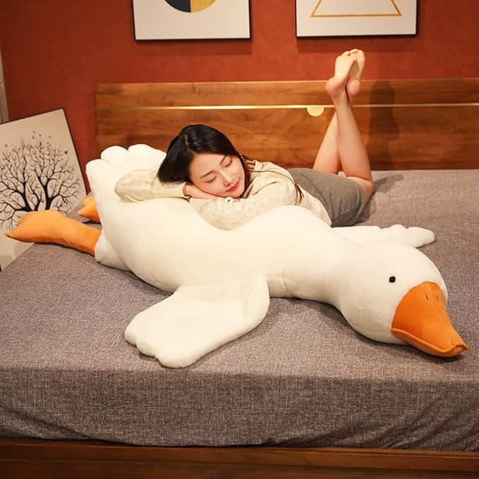 Giant White Goose Plush-20 in Soft Furry Swan Stuffed Animal Pillow,Huge Goose Plush Hugging Pillow Gifts for Every Age (20 in)