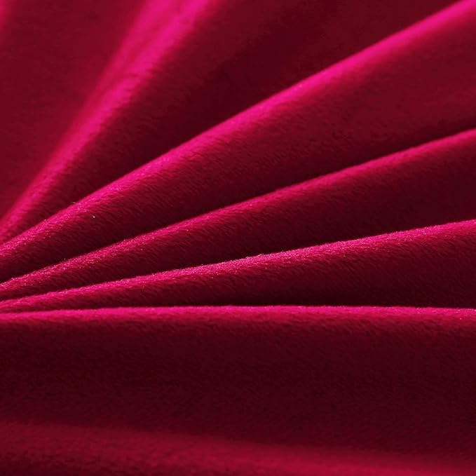 Faux Fur Velvet Fluffy Bedding Duvet Cover Set Down Comforter Quilt Cover with Pillow Sham, Ultra Soft Warm (Burgundy, Twin)