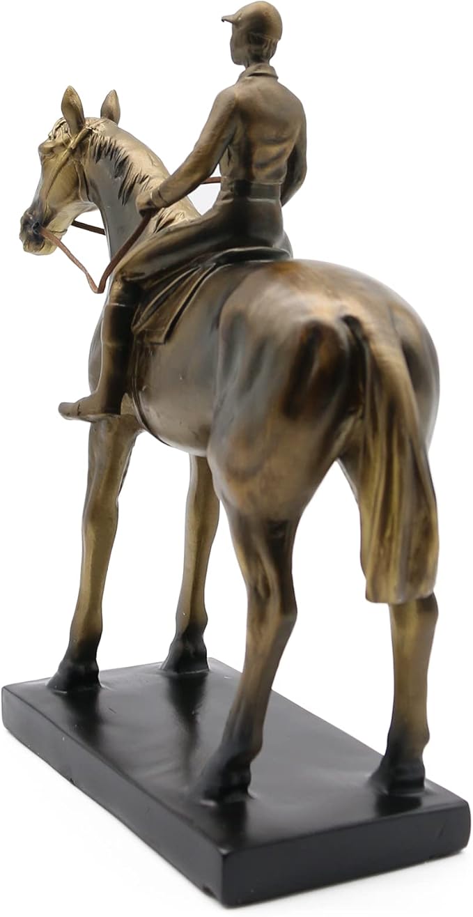 Lukitas Horse Rider Statues and Sculptures, Racing Figurine Home Decor, Equestrian Gift for Horse Lovers, Horseback Riding Ornament, Resin 10.5''