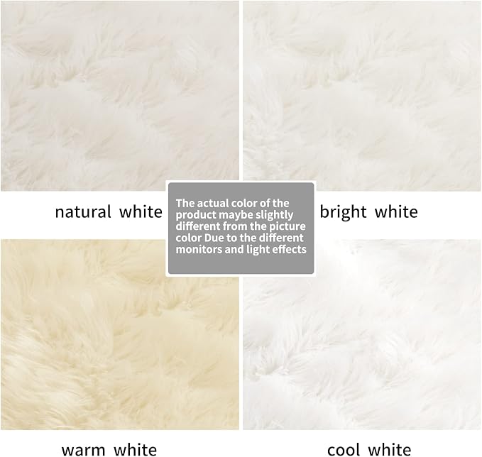 Faux Fur Rug Sofa Chairs Cover, White Small Rug for Bedroom, 2X3 Shaggy Furry Rugs for Kids Room, Shag Fluffy Rugs for Nursery Room, Soft Fuzzy Plush Carpet, Cute Floor Dorm Decor