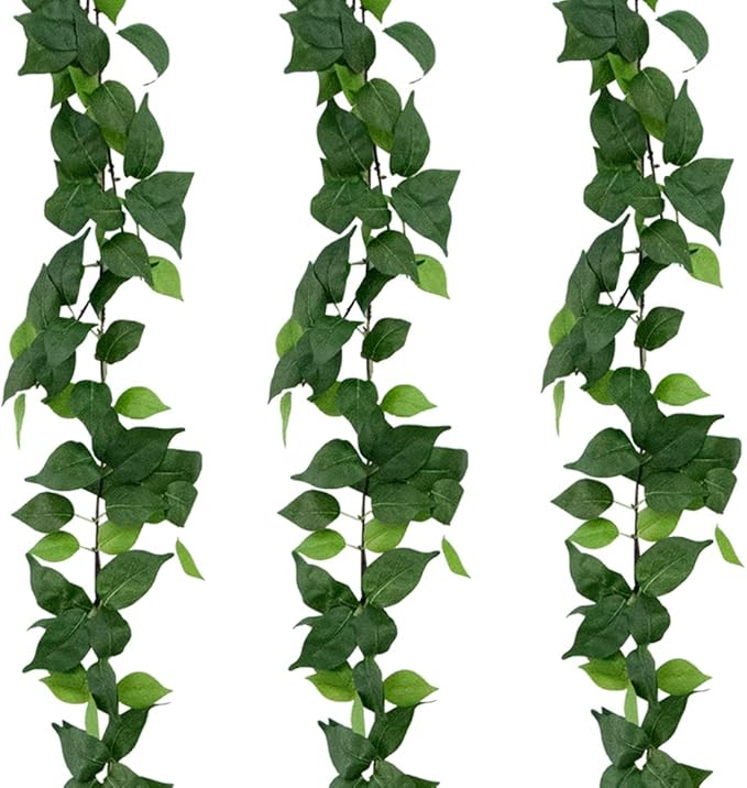 3Pcs Artificial Greenery Ivy Vines Kit, 6FT Odorless Silk Ivy Garland, Green Leaves Fake Hanging Plants, for Boho Decor, Home, Classroom, Wall, Party and Wedding Decoration