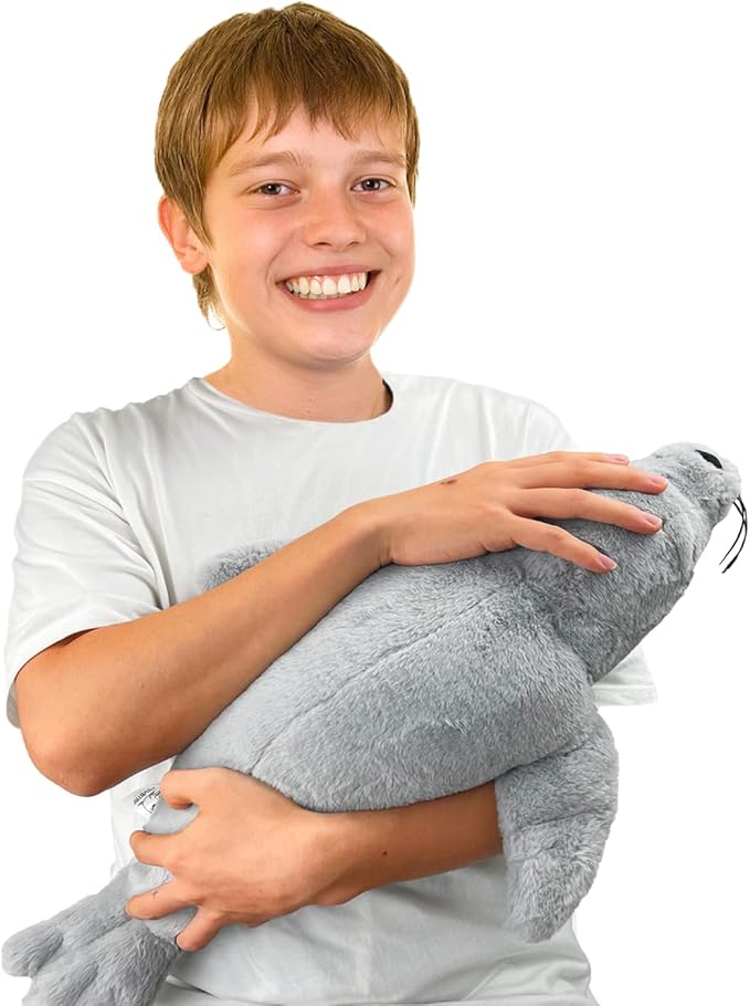 CSVBTRF Weighted Stuffed Animals, 4 lb, 23" Seal Plush Gift for Kids - Grey Hug Seal Plush Animals