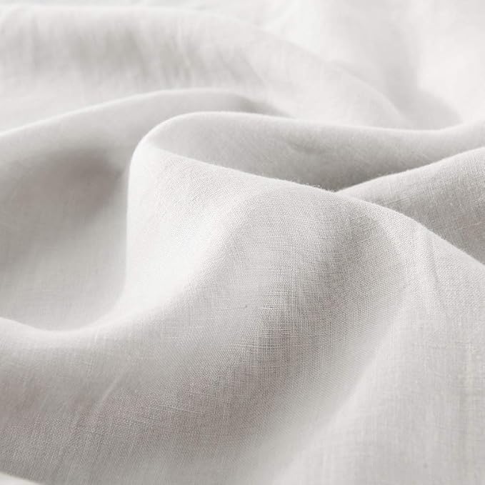 meadow park Stone Washed French Linen European Pillow Shams, Set of 2 Pieces, 26 inches x 26 inches Square Euro Sham, Super Soft, 1 inches Flange, Silver Grey Color