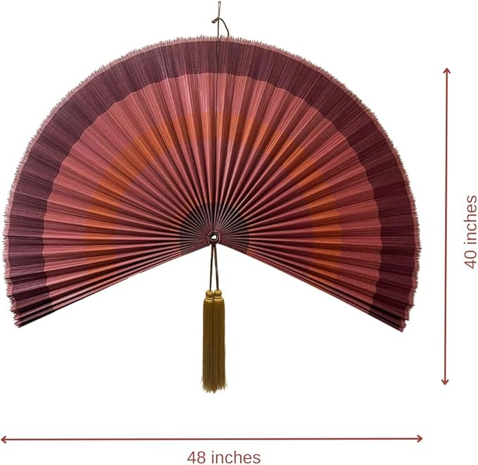 Fan Wall Decor,Japanese Chinese Walls Fan Décor, Boho Hanging Headboard,Decorative Folding Fans For Over Bed Decorations (Redpink 48inch)