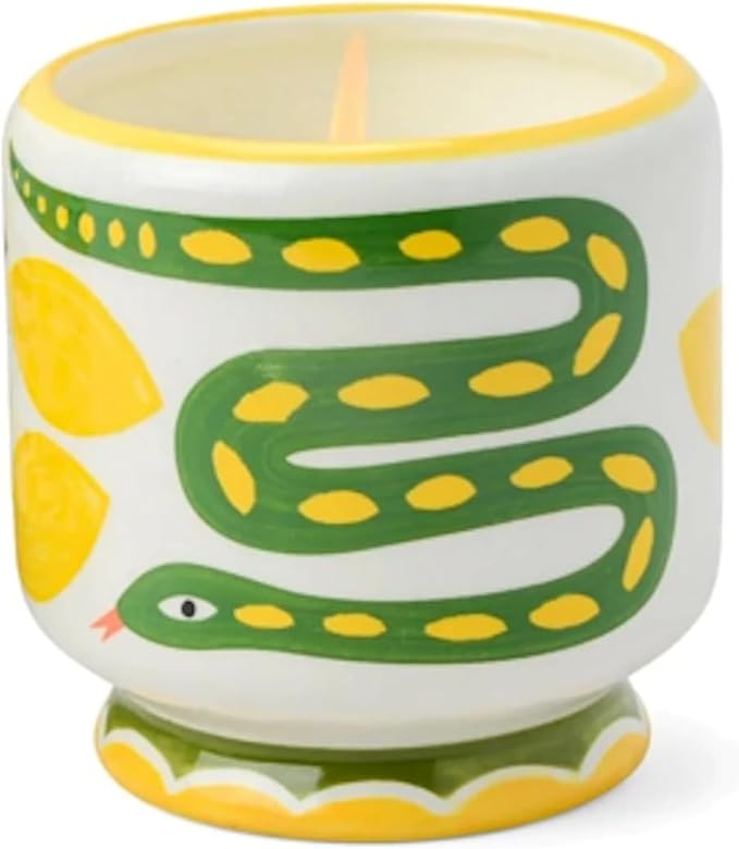 Paddywax Scented Candles Dopo Hand-Painted Ceramic Luxury Artisan Candle, 8-Ounce, Snake - Wild Lemongrass