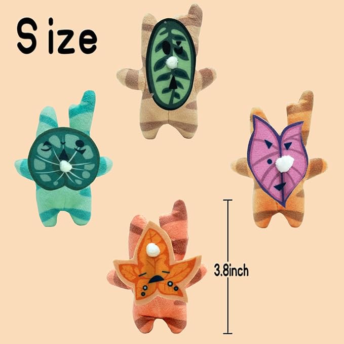 Nadou 3.9" Korok Plush,4 Pcs Koroks Toys with 10 Different Replacement Face,Yahaha Stuffed Animals Cute Game Merch Action Figures,Gifts for Game Fans Kids Adults