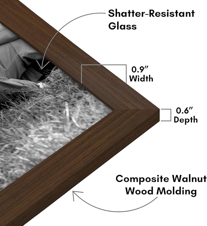 Americanflat Set of 10 Picture Frames with Shatter-Resistant Glass - Gallery Wall Frame Set with Two 8x10, Four 5x7 and Four 4x6 Frames - Signature Collection - Walnut