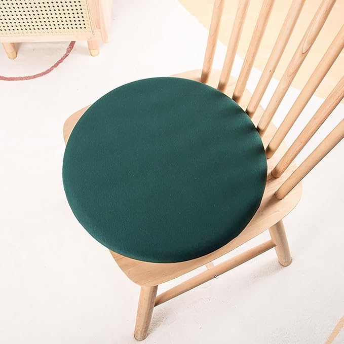 14" Circle Bar Stool Cushion, Memory Foam Chair Cushion, Round Seat Cushion with Removable Cover, Anti Slip Chair Pad with Rubber Back for Outdoor Dining Chairs High Stools Green