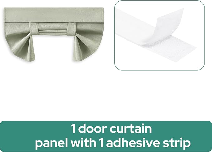 HOMEIDEAS 100% Linen Blackout French Door Curtains, Privacy Small Door Window Curtains, 26 X 20 Inch Shades for Front Window, Thermal Insulated Covering, 1 Panel, Sage Green