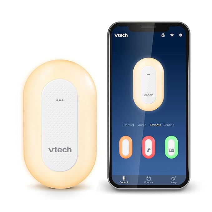 VTech BC8113 V-Hush Plug Sleep Training Soother with 40 Stories/Songs/Sounds & Record Your own Voice. Bluetooth Speaker, 250+ Multi-Color Night Light, No Batteries & No Cords Required
