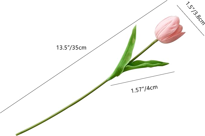 Mandy's Light Pink Partially Open Artificial Tulips Flowers Centerpiece, 13.5" Lifelike PU Fake Floral Stems 12pcs for Kitchen Island & Dining Table, Spring Decor for Easter