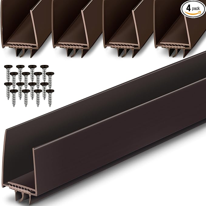 Pickmesh 4 Pcs 36 Inch Adjustable Storm Door Bottom Sweep for Door Seal 1 to 1-2/5In Replacement Parts Under Draft Stopper Weather Stripping Threshold Seal (Brown)