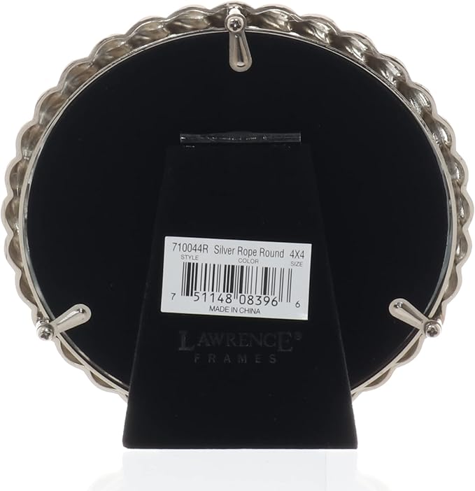 Lawrence Frames Rope Design Metal Frame, 4x4 Round, Silver