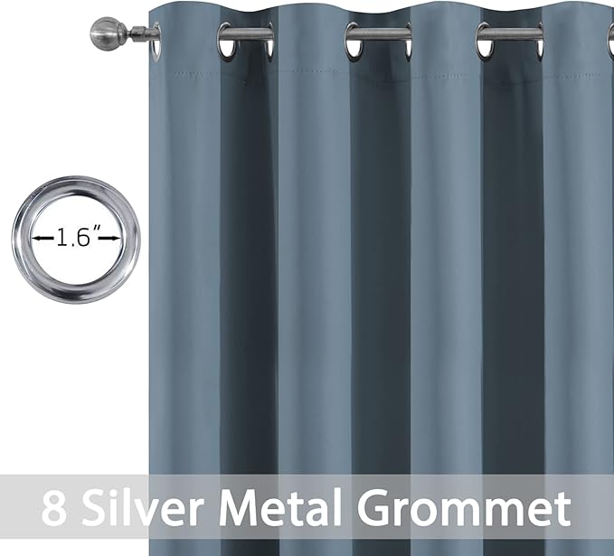 Yakamok Soild Small Window Curtains,Grommet Thermal Insulated Privacy Curtains and Drapes Room Darkening Shades Decent Decor for Kitchen Camper Closet(2 Panels,Stone Blue,52x36 Inch)