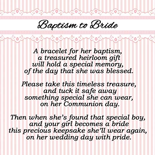 Cherished Moments Personalized Baptism to Bride Cross Bracelet Gift for Girls with Engraved Heart in 925 Sterling Silver and Cultured Pearl