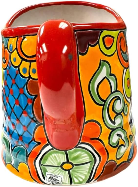 Talavera Watering Can Planter Large Flower Pot Large Mexican Pottery Folk Art Hand Painted Home Decor Garden Ceramic Handmade Multicolor 15" (Red Multi)
