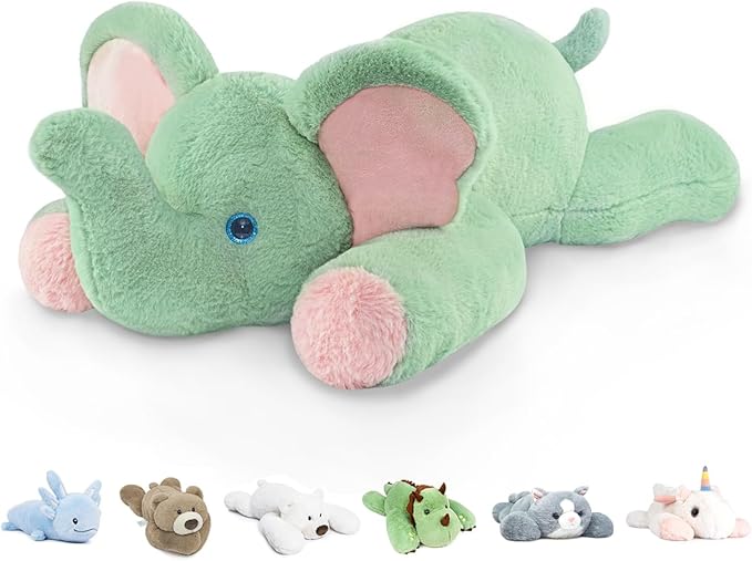 Niuniu Daddy 20" | 3.3 Pound Elephant Weighted Stuffed Animals, Large Pillowfort Plush Animal Toys for Kids Adults, Large Body Pillow for Gifts Presents Birthday Christmas Holiday