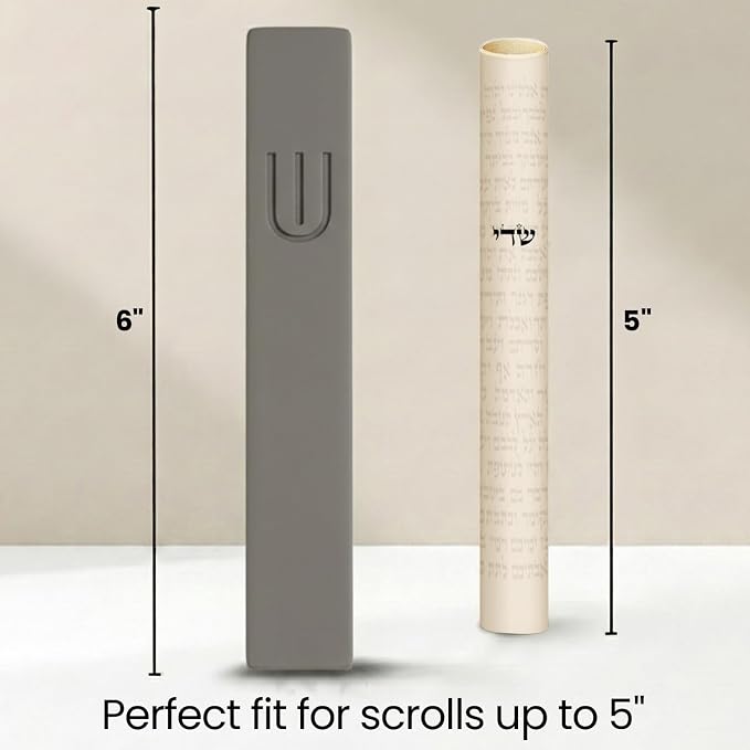 SURI Mezuzah for Door with Scroll – 6 Inch Modern Mezuzah Case with Non Kosher Scroll Included, Fits up to 5” Scroll, Easy Adhesive Installation, Gift Box Included