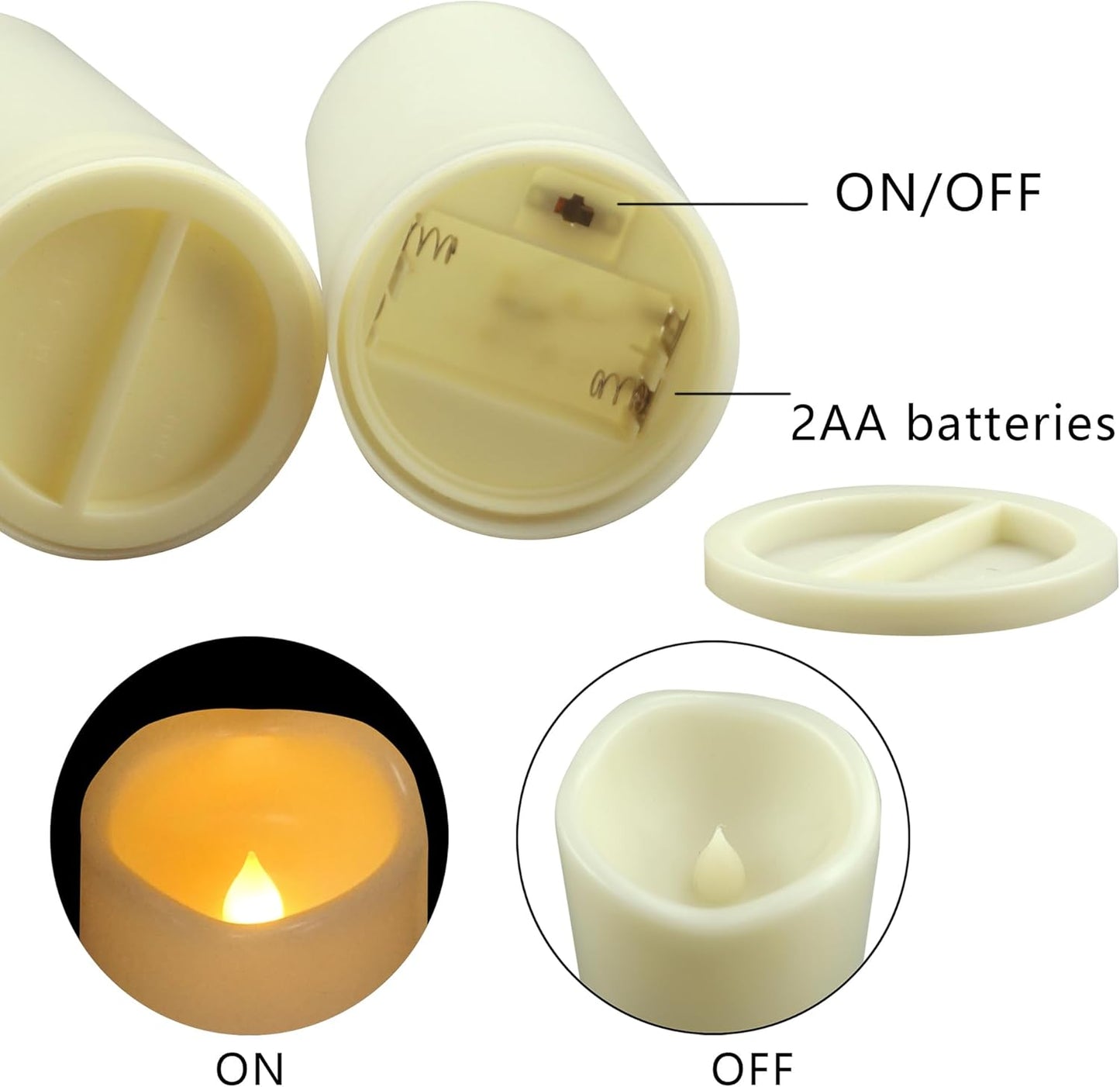 Waterproof Outdoor Battery Operated Flameless Candles with Auto Timer Flickering Plastic Resin Electric LED Pillar Lights for Lantern Patio Garden Wedding Party Decorations 3x7 Inches 3 Pack Ivory