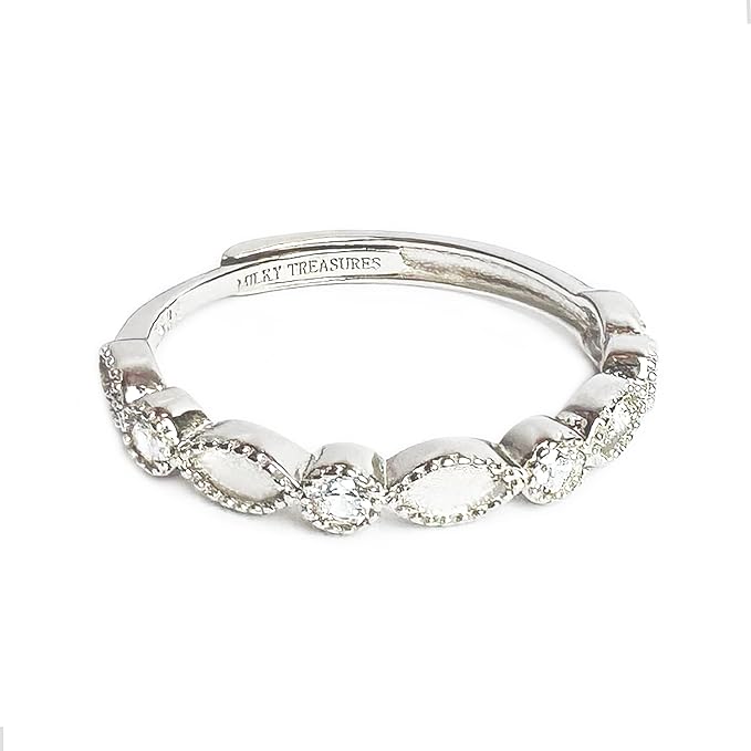Milky Treasures Band Ring (Only Ring) | DIY Breastmilk Jewelry Making Kit | 925 Sterling Silver | Adjustable Size 6 to 10 | Breastfeeding Keepsake Kit | Gifts for Mom