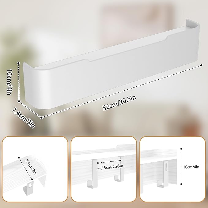Wall Mounted Coat Rack with Shelf, Wooden Entryway Organizer with Hidden Metal Hooks for Hanging Coats Bags Keys, Modern Floating Shelf for Hallway Bathroom