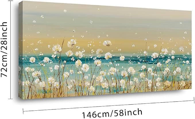 Ggaafet Wild Floret Wall Art for Living Room Canvas Oil Painting Prints Beautiful Flowers Floral Blooming Abstact Beach Art Deco Pretty Artwork Office Bedroom Family Dining Room Decor Extra Large