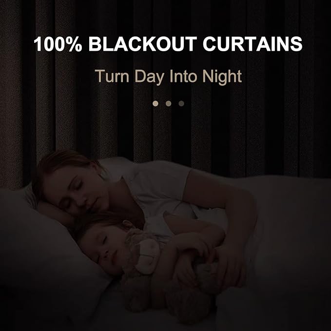 100% Blackout Shield Linen Blackout Curtains for Bedroom 84 Inches Long, Back Tab/Rod Pocket Living Room Drapes, Thermal Insulated Blackout Curtains 1 Panel Set, 100" W x 84" L, Oatmeal
