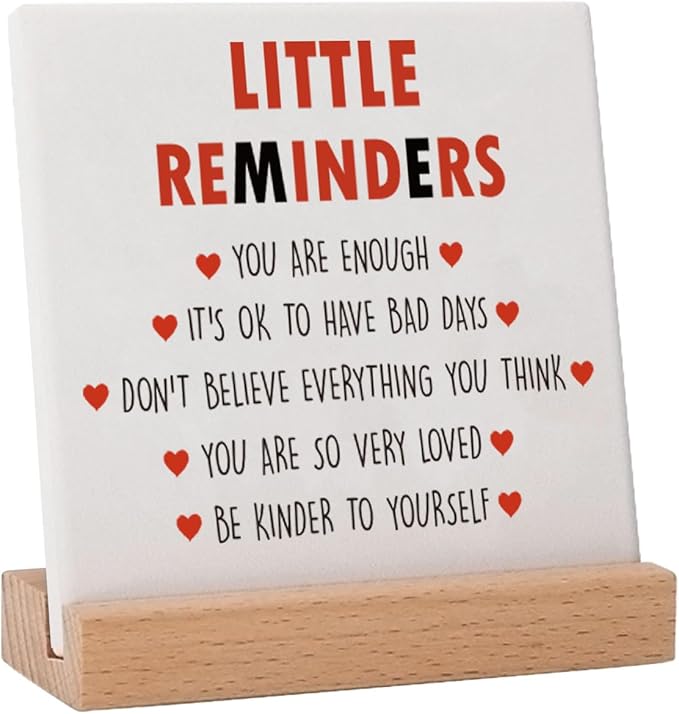 Inspirational Decor Motivational Christmas Gifts for women Friends, Positive Mental Health Gifts for Her Teenage Girls Boys You are Enough Encouragement Plaque Little Reminders for Office Home