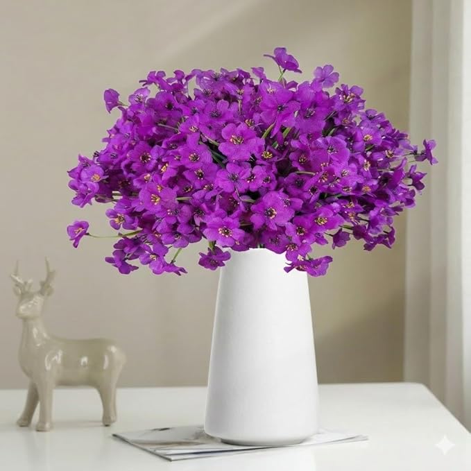 Geegoods Artificial Mums Flowers for Outdoors, 16 Bundles UV Resistant Fake Plastic Purple Flowers for Patio Porch Spring Summer Decor