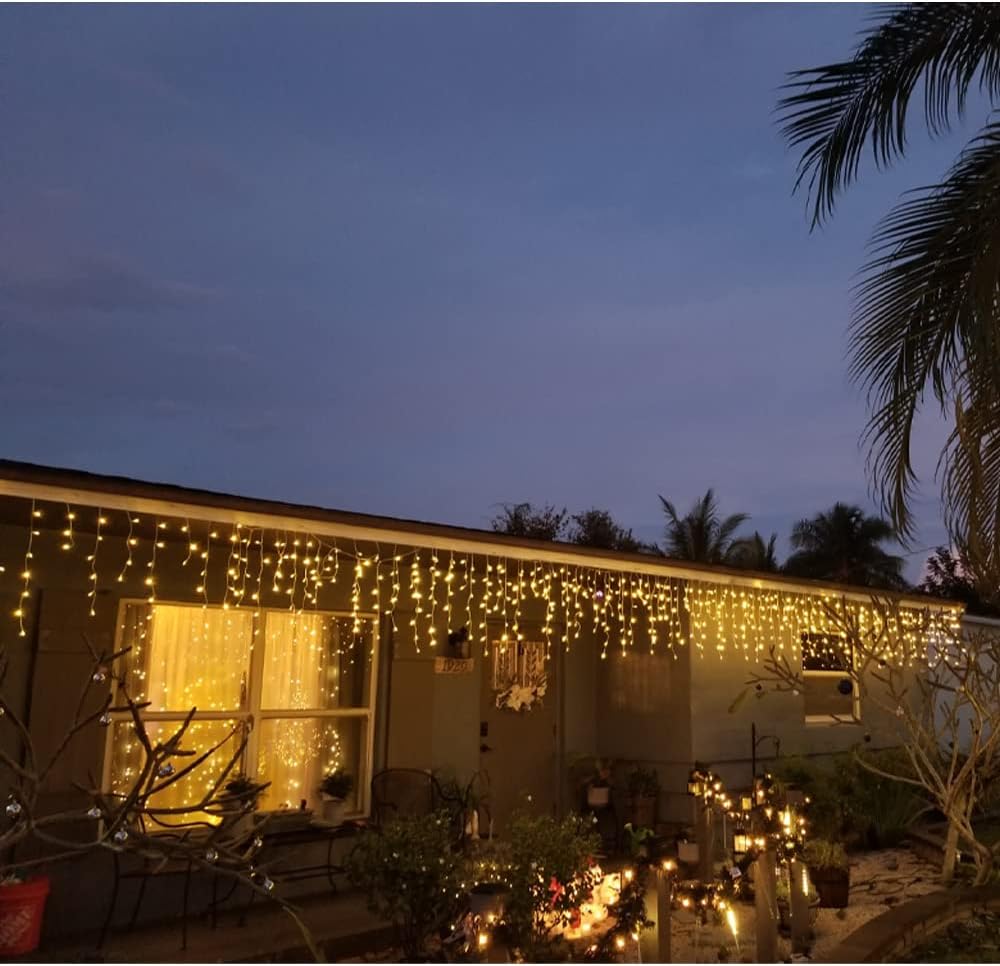 YASSEN Bluetooth APP Fairy Lights - 300 LED 30ft Icicle Style String Lights for Indoor & Outdoor Decorations (Warm White)