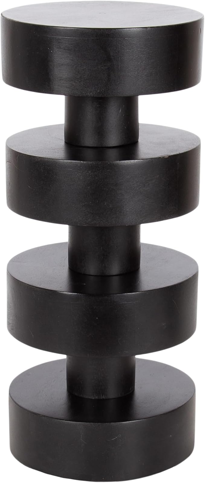Kate and Laurel Omar Modern Wooden Round Drink Table, 9 x 9 x 20, Black, Geometric Floating Disks Circle Mini Table for Use as Small Bedroom Night Stand or Indoor Plant Stand