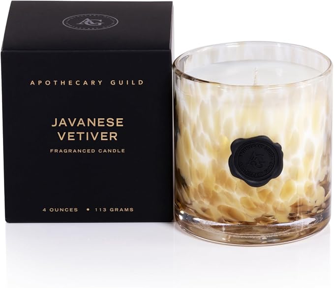 Zodax Apothecary Guild Scented Opal Glass Jar Candle in Gift Box- 4 oz - Javanese Vetiver