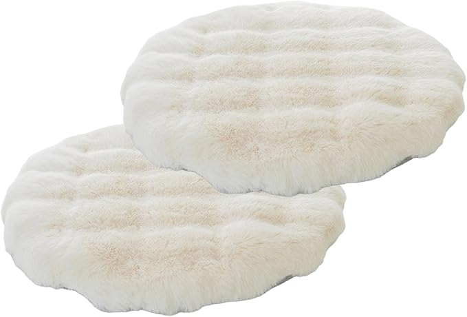 Lifup 2 Pack Round Chair Pads Memory Foam Seat Cushion Soft Cozy Plush Non Slip Thick Pad with Ties and Removable Cover for Dining Room, Office White 16 x 16 Inch