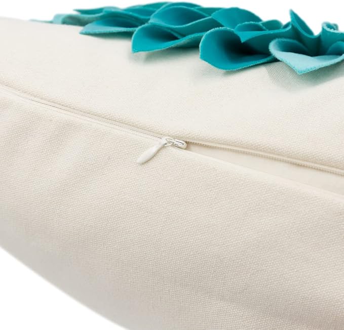 OiseauVoler 3D Sunflower Throw Pillow Cover Decorative Handmade Pillowcases for Couch Farmhouse Living Room Decoration 18x18 Inch Teal Blue