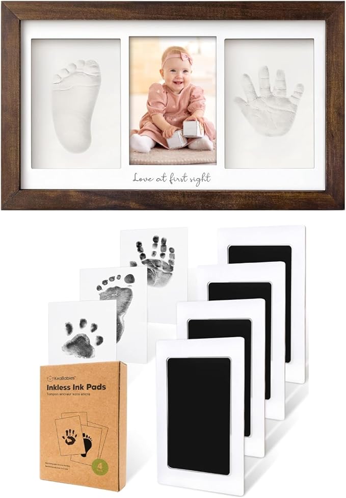 KeaBabies Baby Hand and Footprint Kit and Inkless Handprint and Footprint Kit Pads - Baby Prints Duo Photo Frame for Newborn - Ink Pad for Baby Hands and Footprints