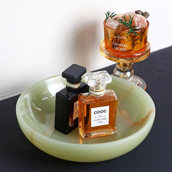 Luxury Decorative Marble Bowl for Home Decoration, Green Onyx Key Bowl for Entryway Table, Catchall for Coins, Change, Candy, Organizer Marble Tray