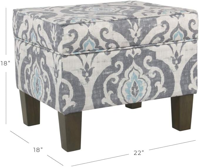 HomePop 22" Modern Rectangular Storage Ottoman - Suri Blue