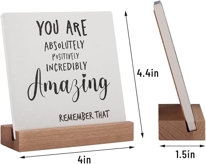 Inspirational Quotes Gifts for Women Friend Coworker Graduate Teen Girl Boy Valentines Day Birthday, Encouragement Decor Signs Cheer Up Hard Time Gifts for Her Him, You are Amazing Motivational Desk Plaque for Office Home