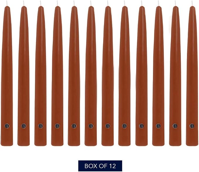 Colonial Candle Unscented Taper Candle, Handipt Collection, Amber, 10 in, Pack of 12 - Up to 8 Hours Burn