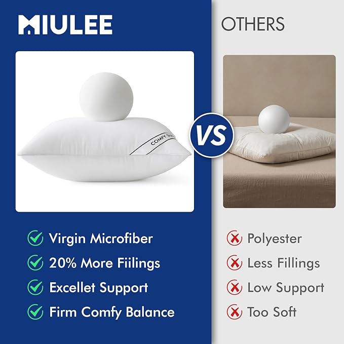 MIULEE 18x18 Inch Pillows Inserts, Pack of 4 Down Alternative Virgin Filling Comfy Support Throw Pillows for Sofa Couch Bed