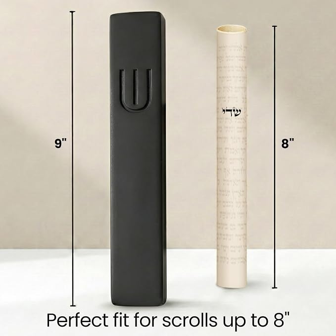 SURI Mezuzah for Door with Scroll – 9 Inch Modern Mezuzah Case with Non Kosher Scroll Included, Fits up to 8” Scroll, Easy Adhesive Installation, Gift Box Included