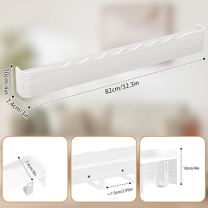 Wall Mounted Coat Rack with Shelf, Wooden Entryway Organizer with Hidden Metal Hooks for Hanging Coats Bags Keys, Modern Floating Shelf for Hallway Bathroom