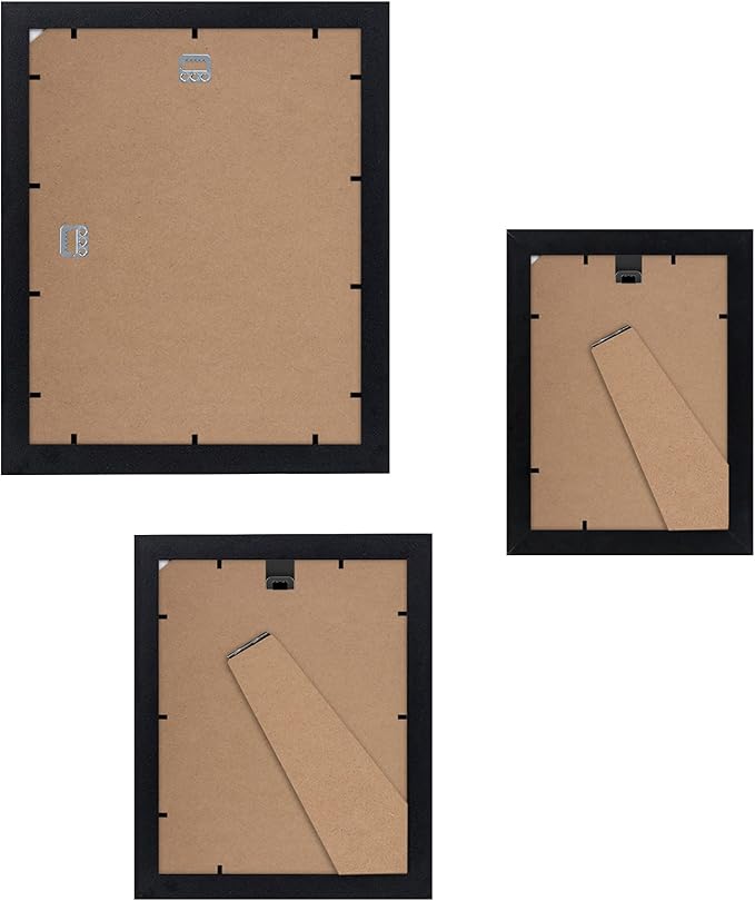 Americanflat Set of 7 Picture Frames with Shatter-Resistant Glass - Gallery Wall Frame Set with One 11x14, Two 8x10 and Four 5x7 Frames - Signature Collection - Black