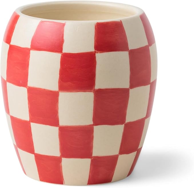 Paddywax Checkmate Hand Painted Scented Candle in Reusable Porcelain Jar, Clean-Burn Soy Candle with Approx. 55 Hour Burn Time, Decorative Gift Candles for Home, Rose + Santal, 11 oz