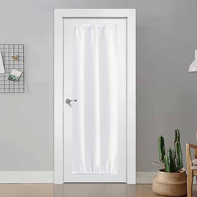 NICETOWN 1 Panel Room Darkening Door Curtains for Doorway, Energy Smart Privacy Temporary Rod Pocket and Ceiling Track Door Covering for Closet Kitchen Bathroom, Pure White, W25 x L80 inch